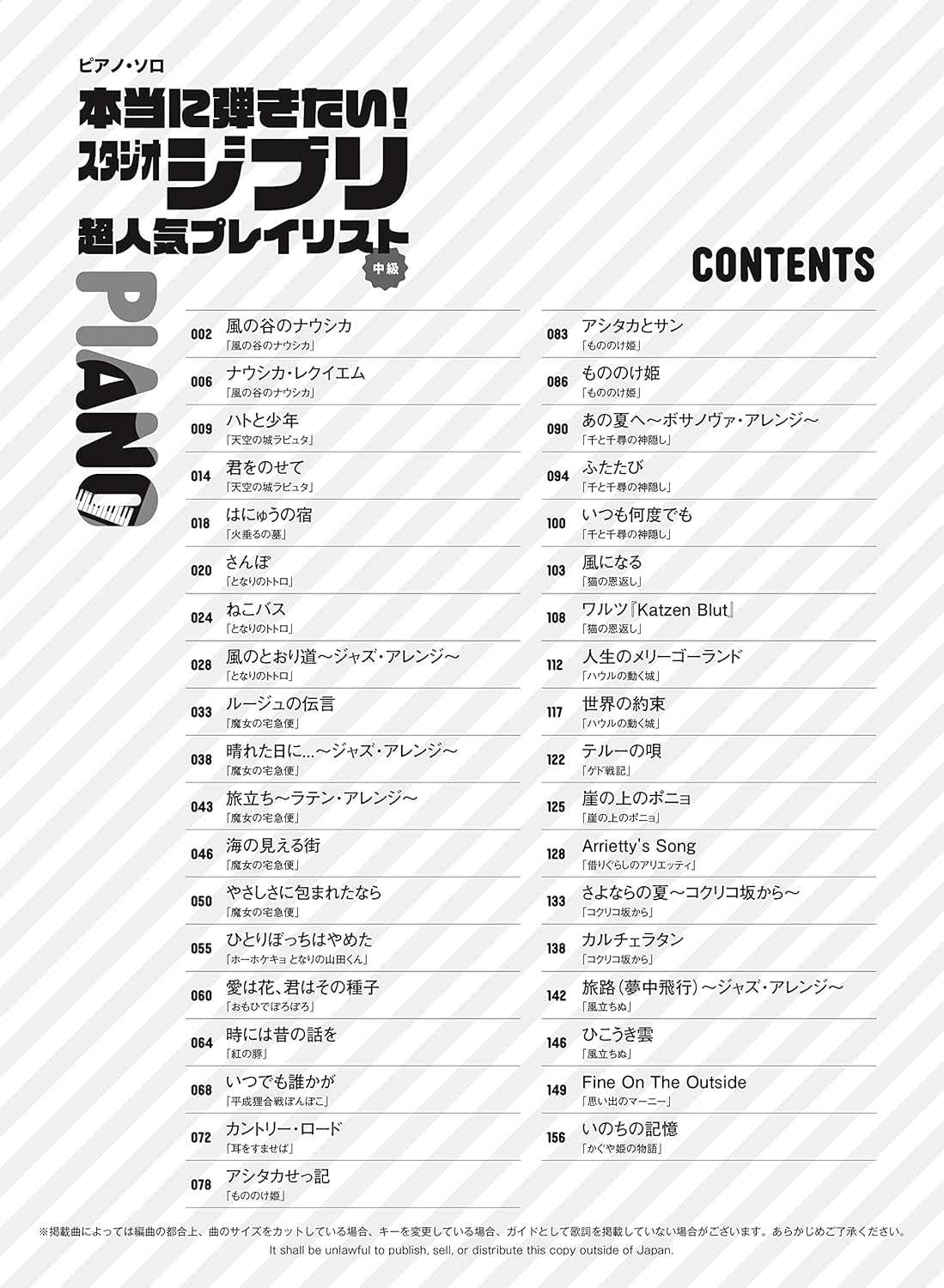 Studio Ghibli popular songs for Piano Solo that you really want to play!(Intermediate) Sheet Music Book
