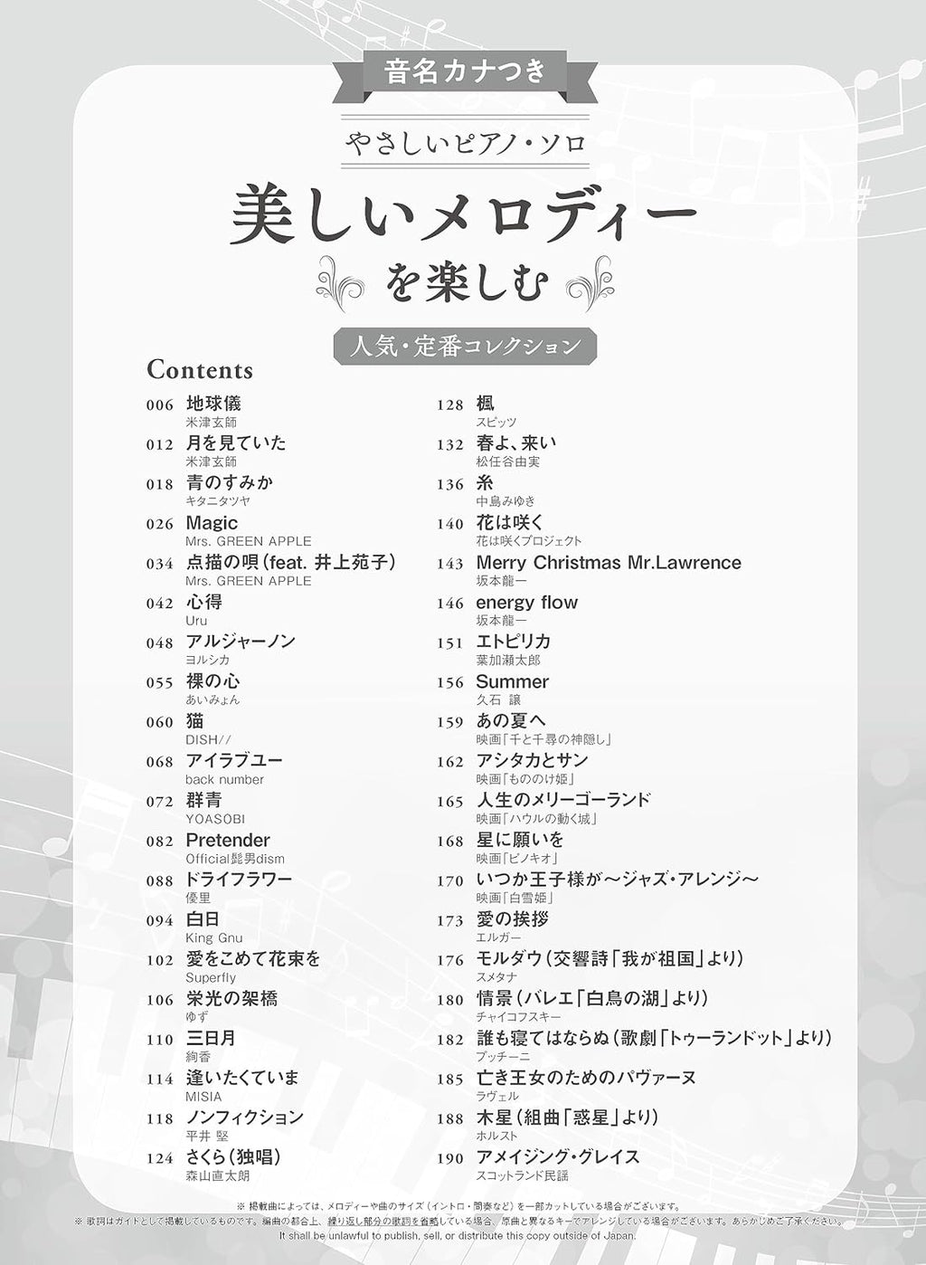 Schöne Melodiensammlung für Klaviersolo (leicht) – Notenbuch