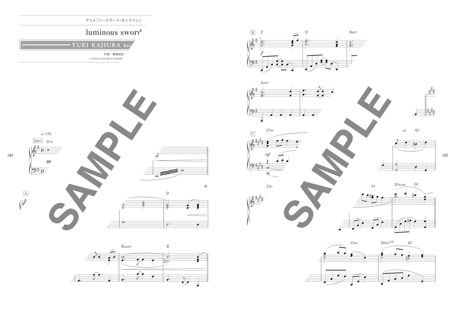 Yuki Kajiura Best Selection for Piano Solo(Intermediate) Sheet Music Book
