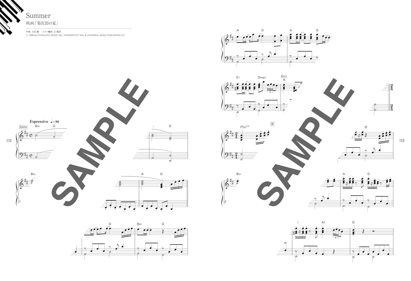Joe Hisaishi Famous Selection - Piano Solo (Intermediate) - Sheet Music Book