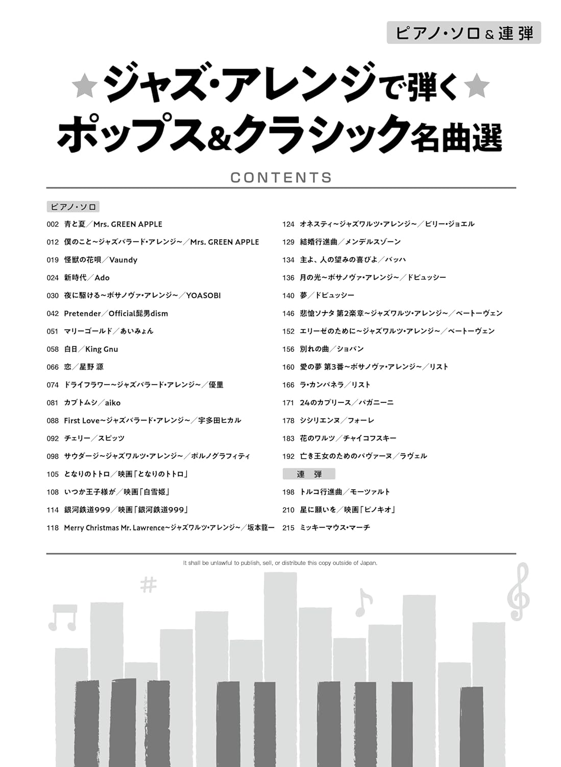 Jazz Arrangements of Pop & Classical Favorites - Piano Solo / Piano Duet (Upper-Intermediate) - Sheet Music Book