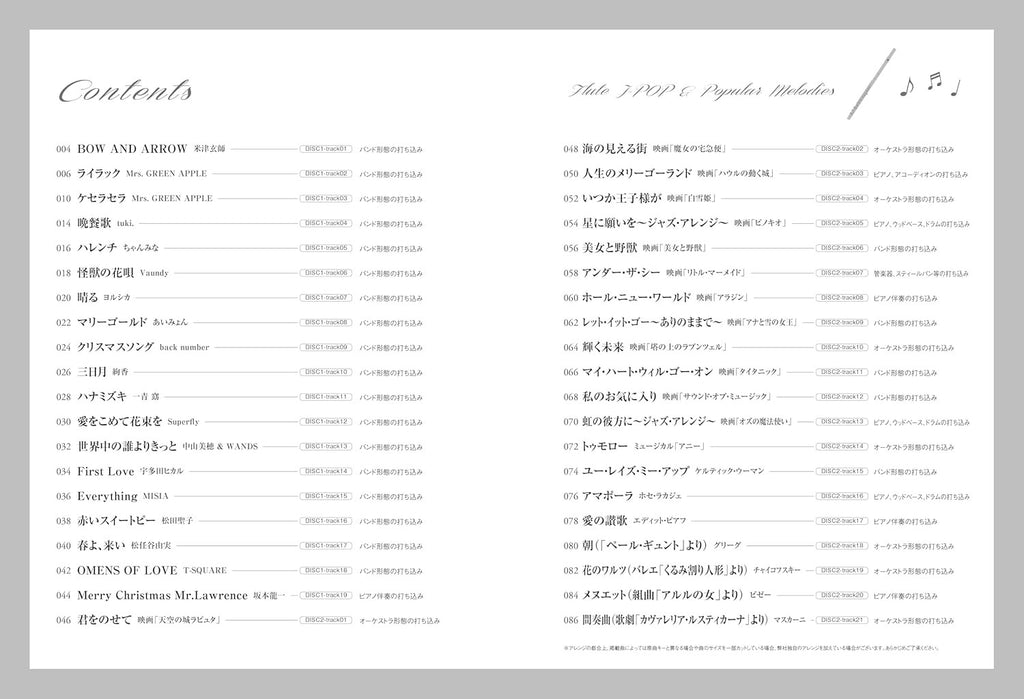 J-POP & Popular Melodies - Flute Solo (with 2 Karaoke CDs) (Upper-Intermediate) - Sheet Music Book