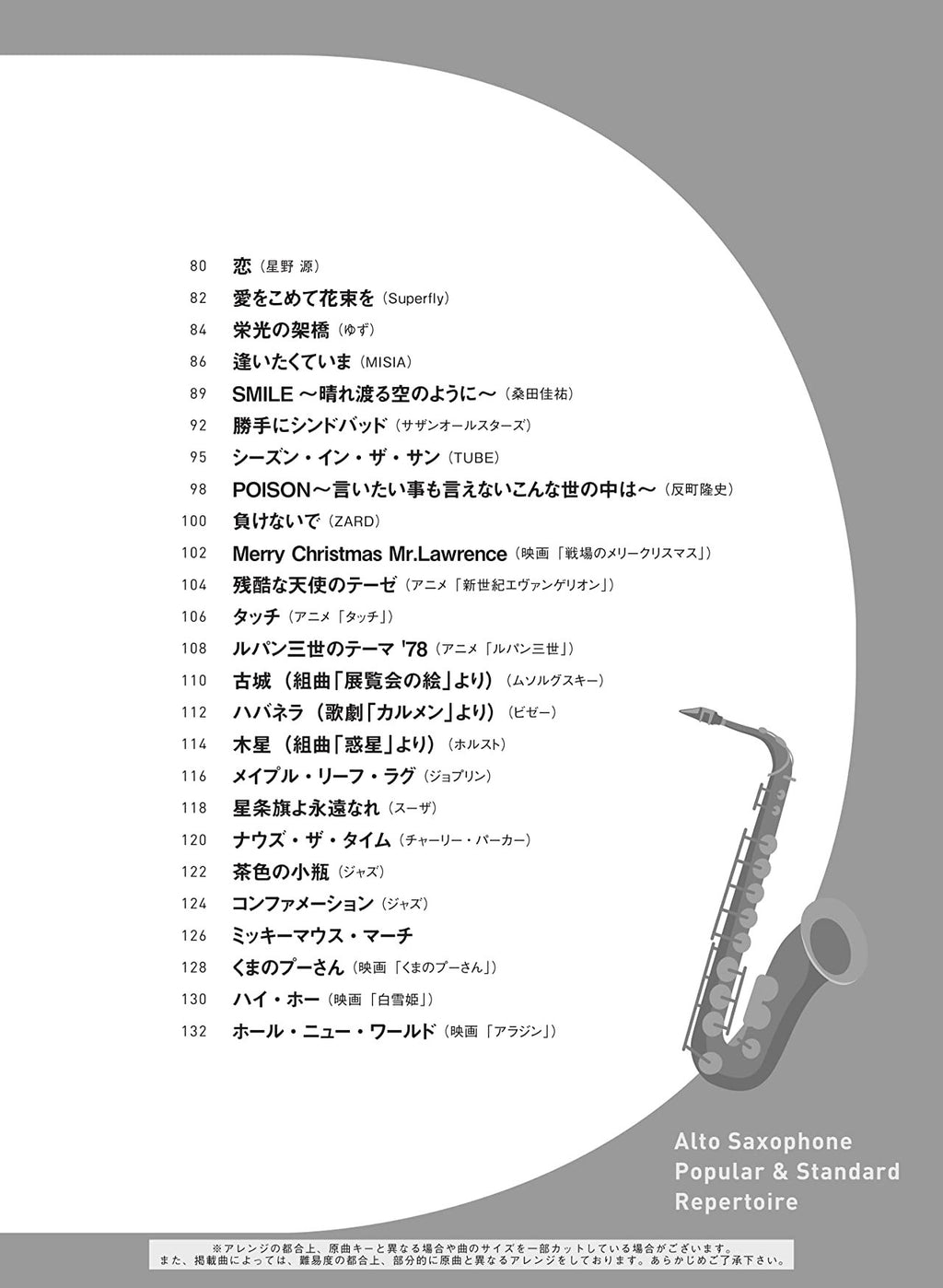 Popular and Standard Repertoire for Alto Saxophone Solo - Sheet Music Book