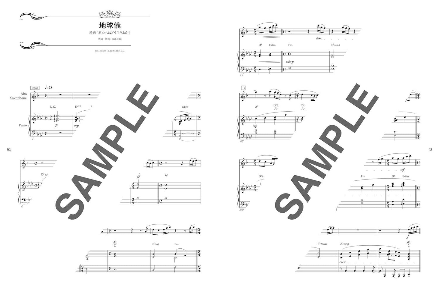 J-pop and Popular Concert Repertoire: Alto Saxophone and piano(Upper-Intermediate) Sheet Music Book