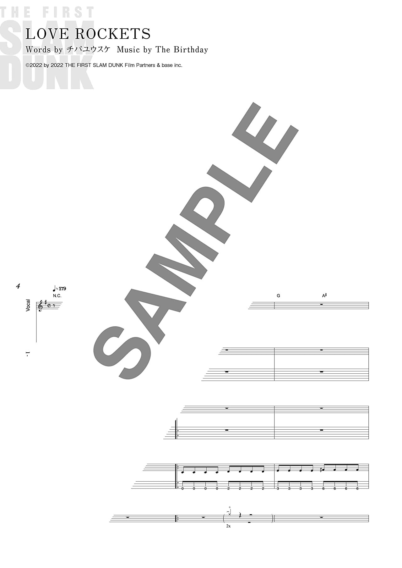 THEME SONG BAND SCORE THE FIRST SLAM DUNK Notenbuch