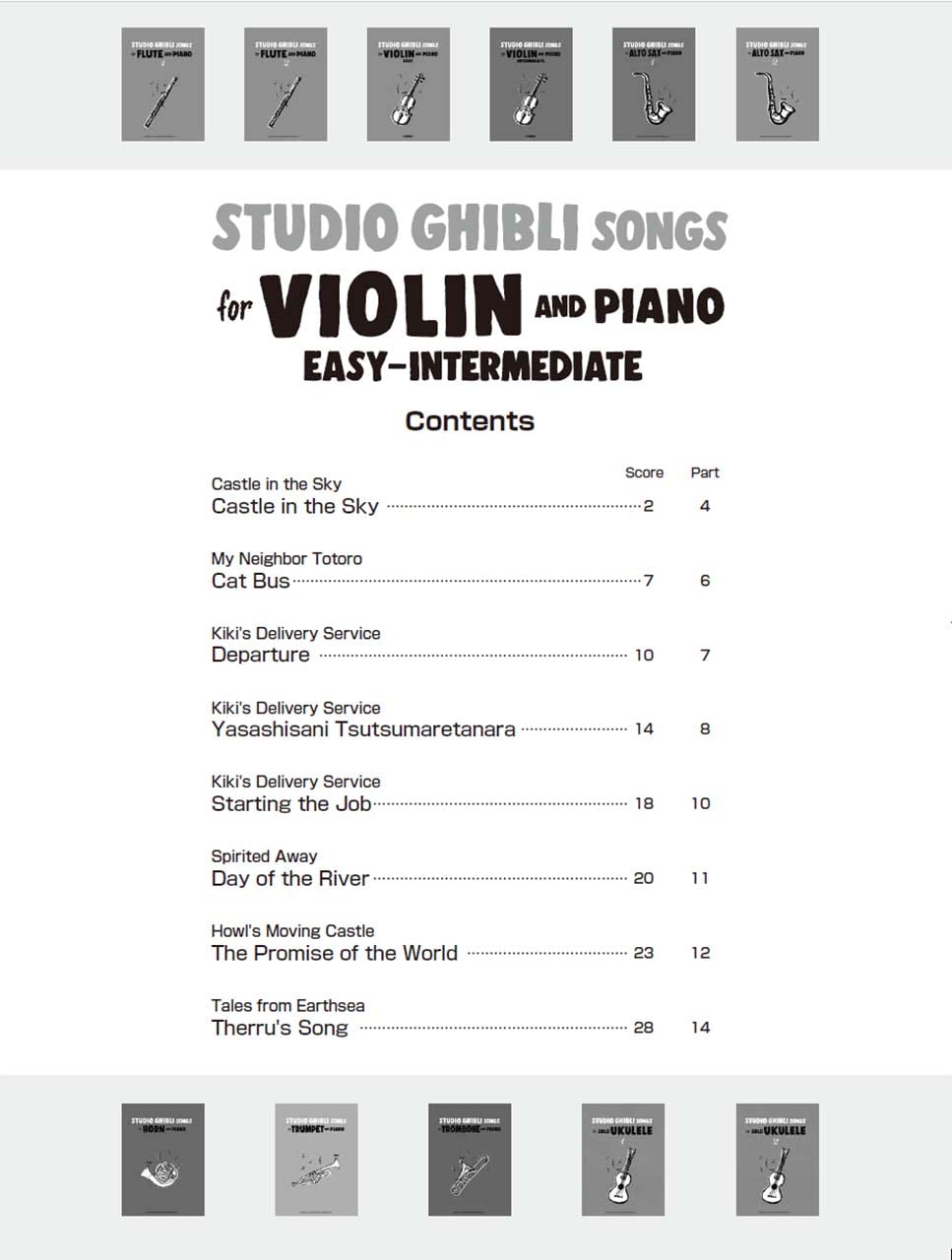 Studio Ghibli Songs for Violin and Piano(Pre-Intermediate) /English Version Sheet Music Book