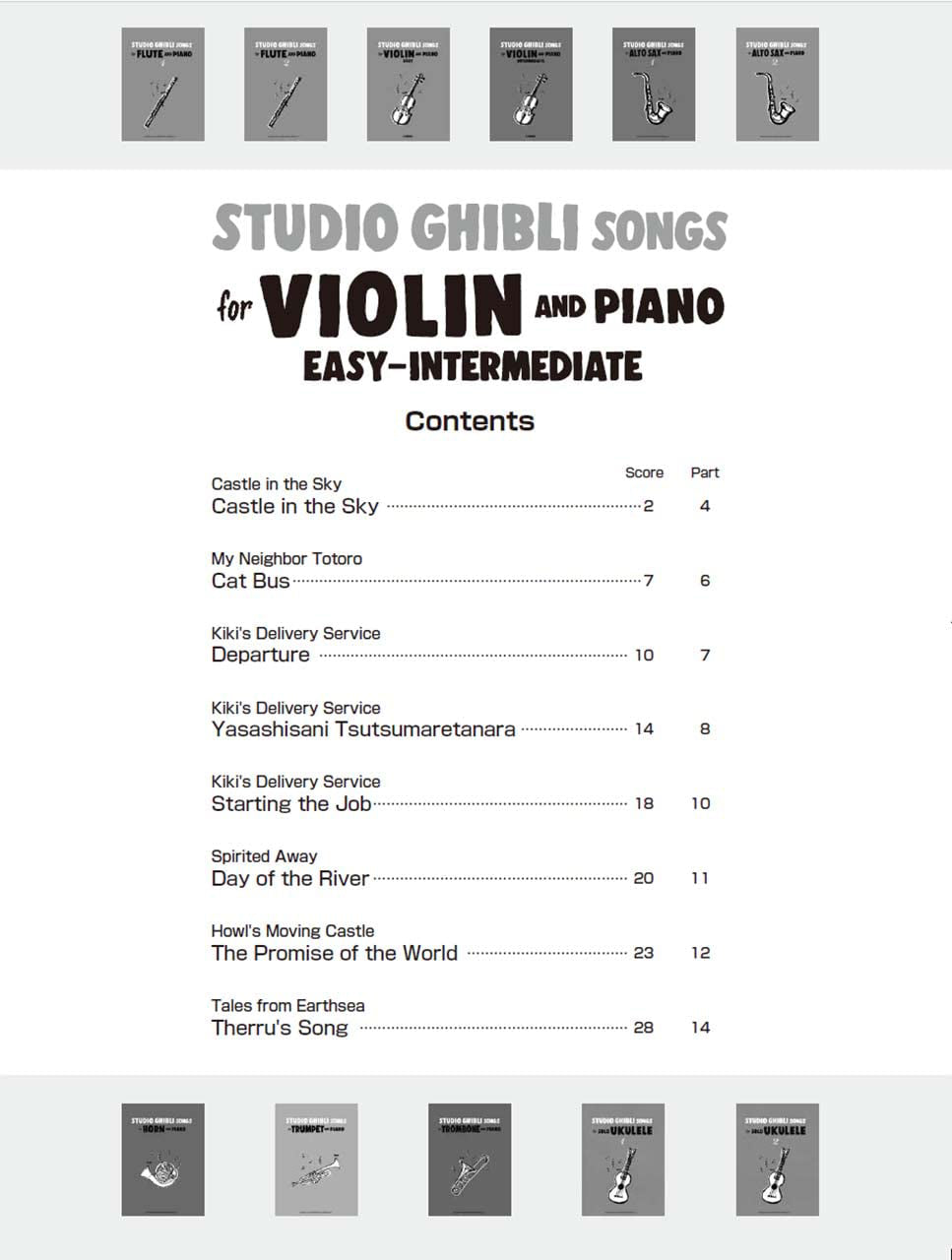 Studio Ghibli Songs für Violine und Klavier (Pre-Intermediate) / Englische Version Notenbuch
