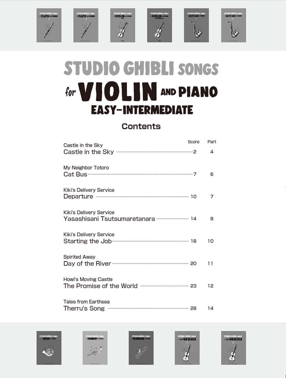 Studio Ghibli Songs für Violine und Klavier (Pre-Intermediate) / Englische Version Notenbuch