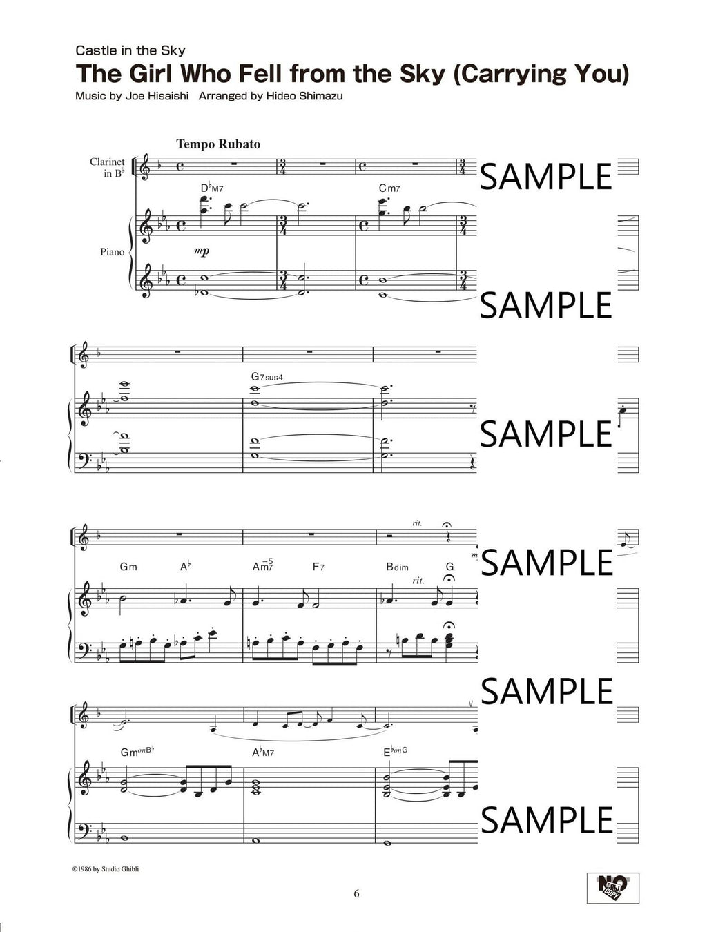 Studio Ghibli Songs für Klarinette und Klavier (Pre-Intermediate) / Englische Version Notenbuch