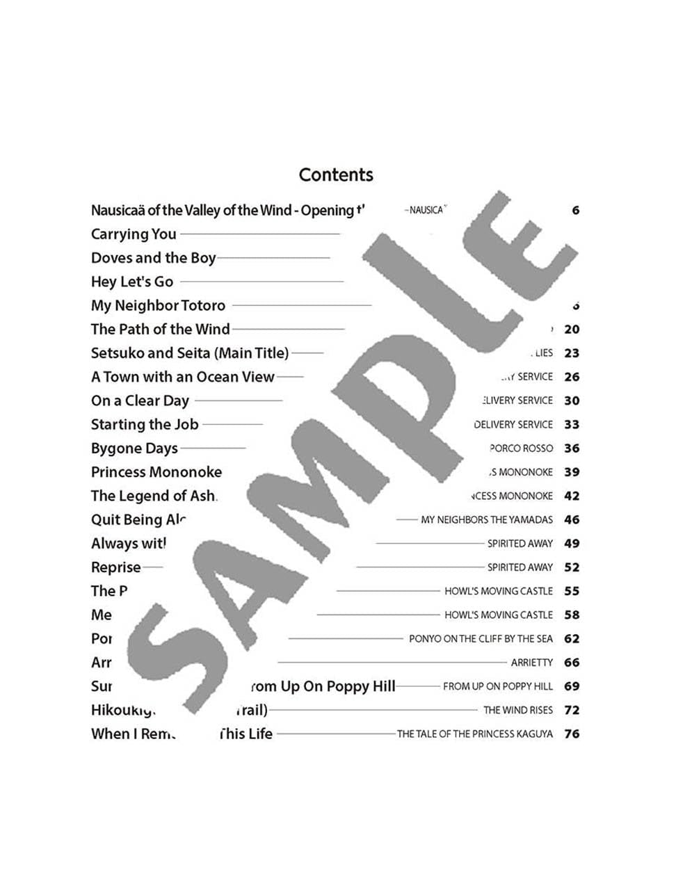 Studio Ghibli Songs in C Major for Piano Solo / English Edition - Sheet Music Book