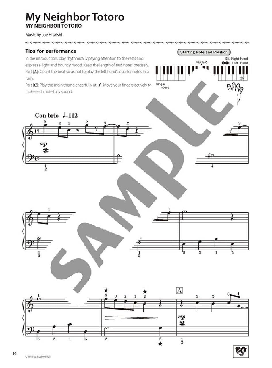 Studio Ghibli Songs in C Major for Piano Solo / English Edition - Sheet Music Book