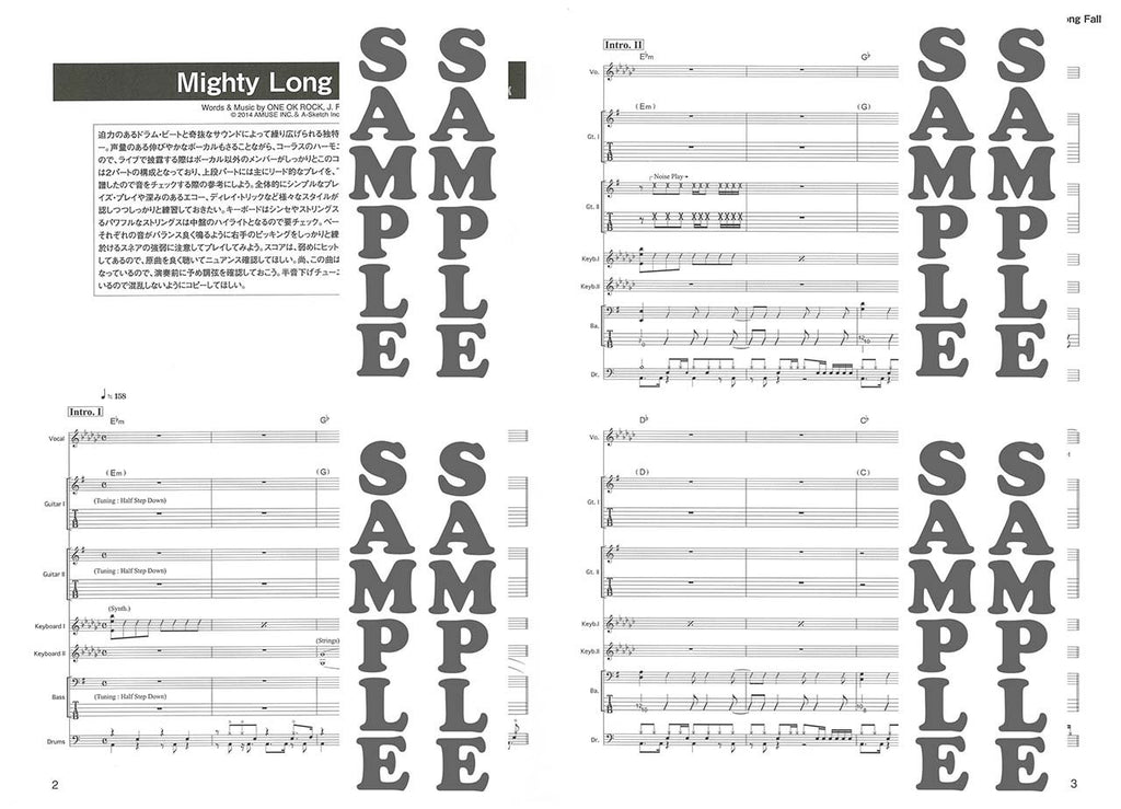 ONE OK ROCK "Mighty Long Fall / Decision" - Band Score - Sheet Music Book