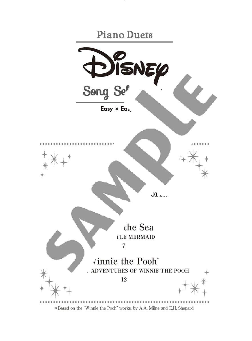 Disney Song Selections for Piano Duet(Easy) Sheet Music Book/English Version