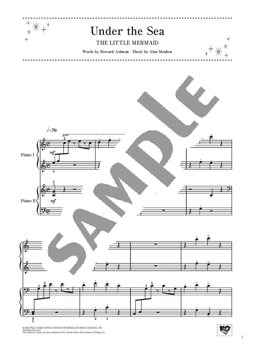 Disney Song Selections for Piano Duet(Easy) Sheet Music Book/English Version