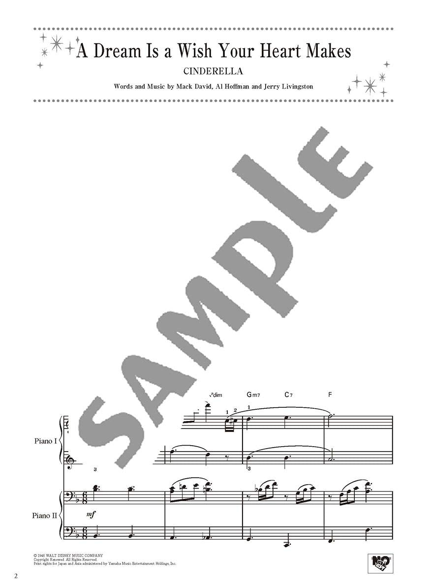 Disney Song Selections for Piano Duet(Easy x Intermediate) /English Version