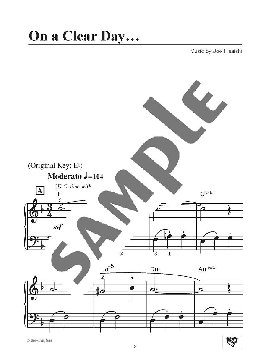 Kikis kleiner Lieferservice (Studio Ghibli) Klaviersolo (Anfänger) Notenbuch / Englische Version