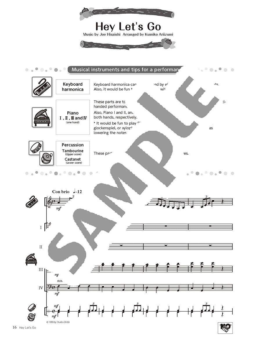 Ensemble for Kids - Studio Ghibli Songs / English Edition - Sheet Music Book