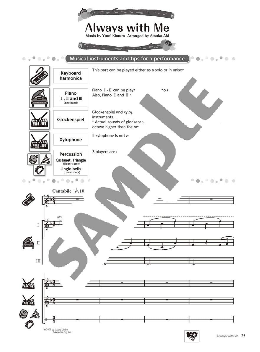 Ensemble for Kids - Studio Ghibli Songs / English Edition - Sheet Music Book