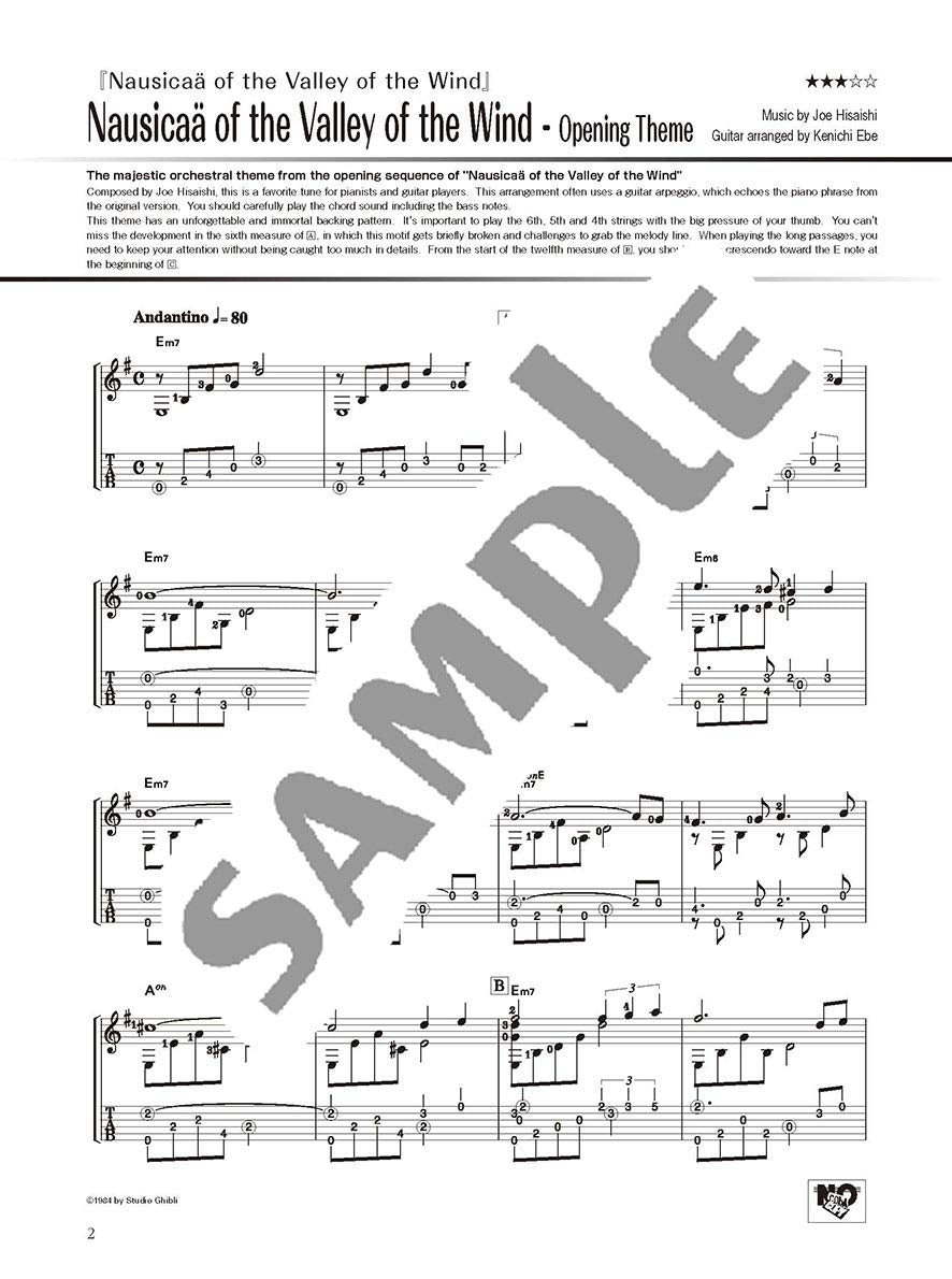 Studio Ghibli Songs für Gitarrensolo Vol. 1 (Mittelstufe) Notenbuch / englische Version