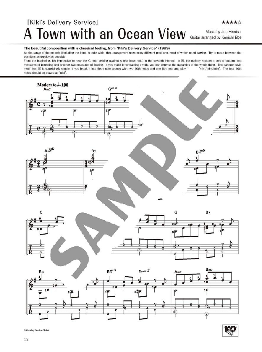 Studio Ghibli Songs für Gitarrensolo Vol. 1 (Mittelstufe) Notenbuch / englische Version