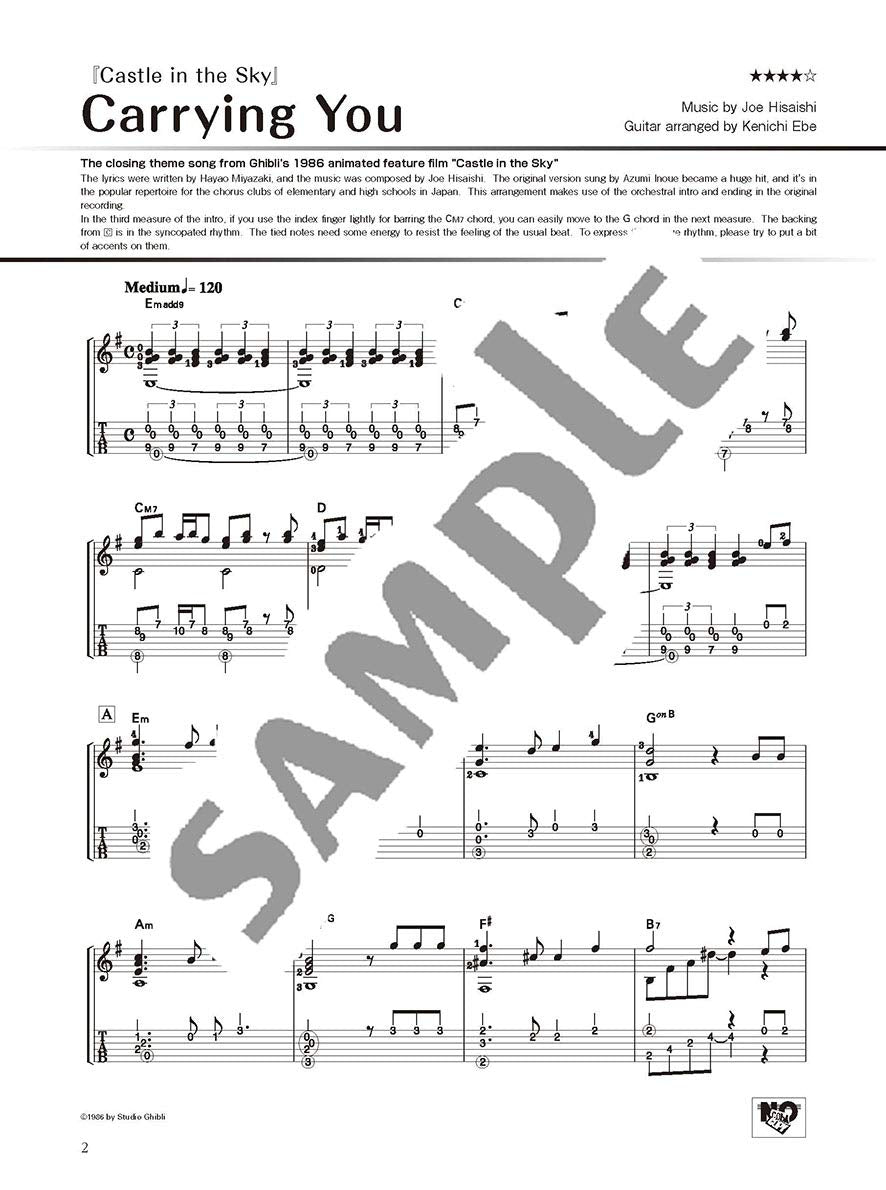 Studio Ghibli Songs für Gitarrensolo Vol. 2 (Mittelstufe) Notenbuch / englische Version