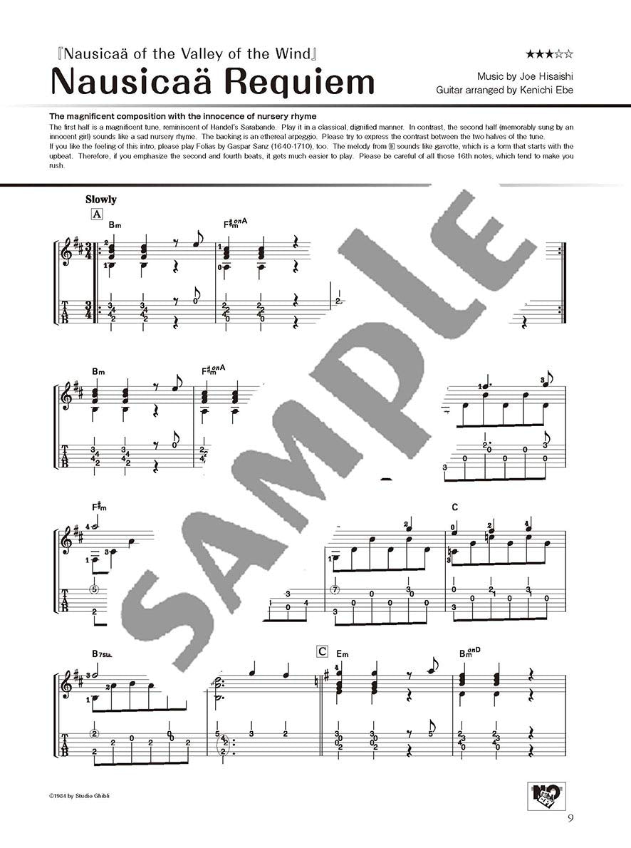 Studio Ghibli Songs für Gitarrensolo Vol. 2 (Mittelstufe) Notenbuch / englische Version