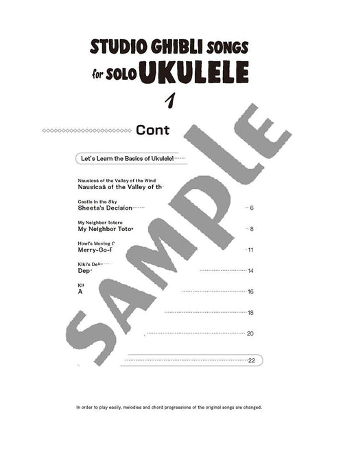 Studio Ghibli Songs for Ukulele Solo Vol.1 / English Edition - Sheet Music Book