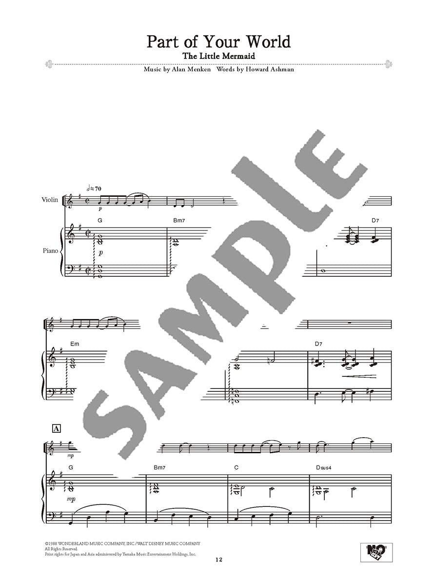Disney Songs für Violine und Klavier (Mittelstufe) Notenbuch / englische Version