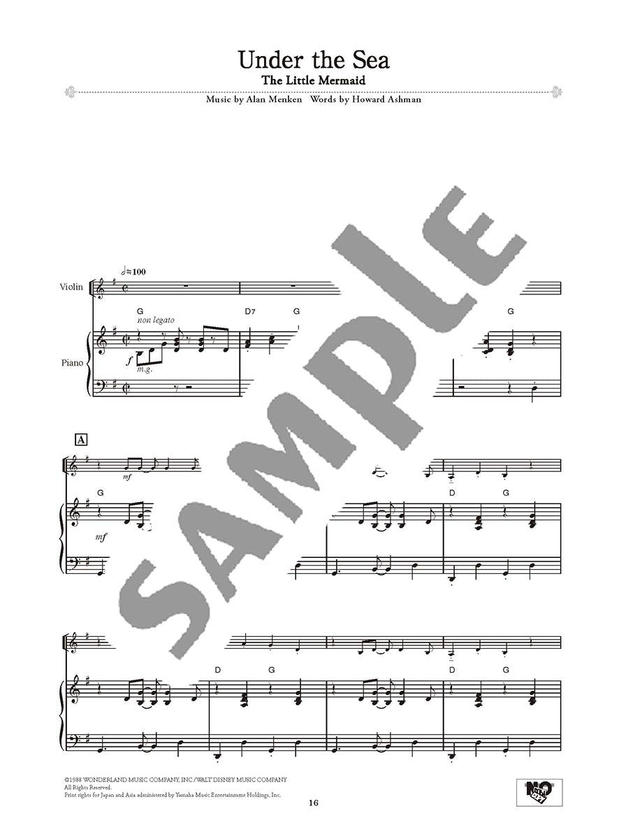 Disney Songs für Violine und Klavier (Mittelstufe) Notenbuch / englische Version