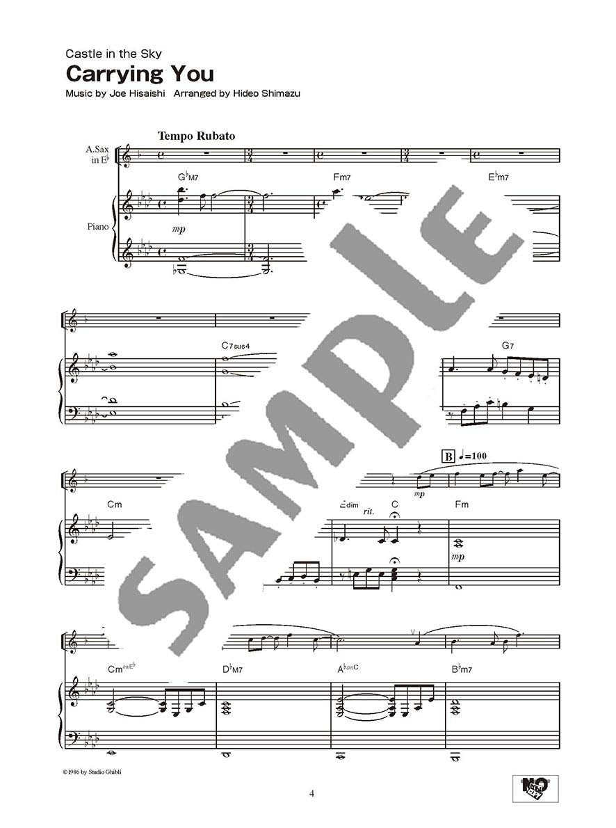 Studio Ghibli Songs für Altsaxophon und Klavier Vol. 2 (Mittelstufe) Notenbuch / englische Version