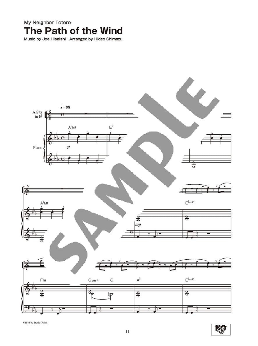 Studio Ghibli Songs für Altsaxophon und Klavier Vol. 2 (Mittelstufe) Notenbuch / englische Version