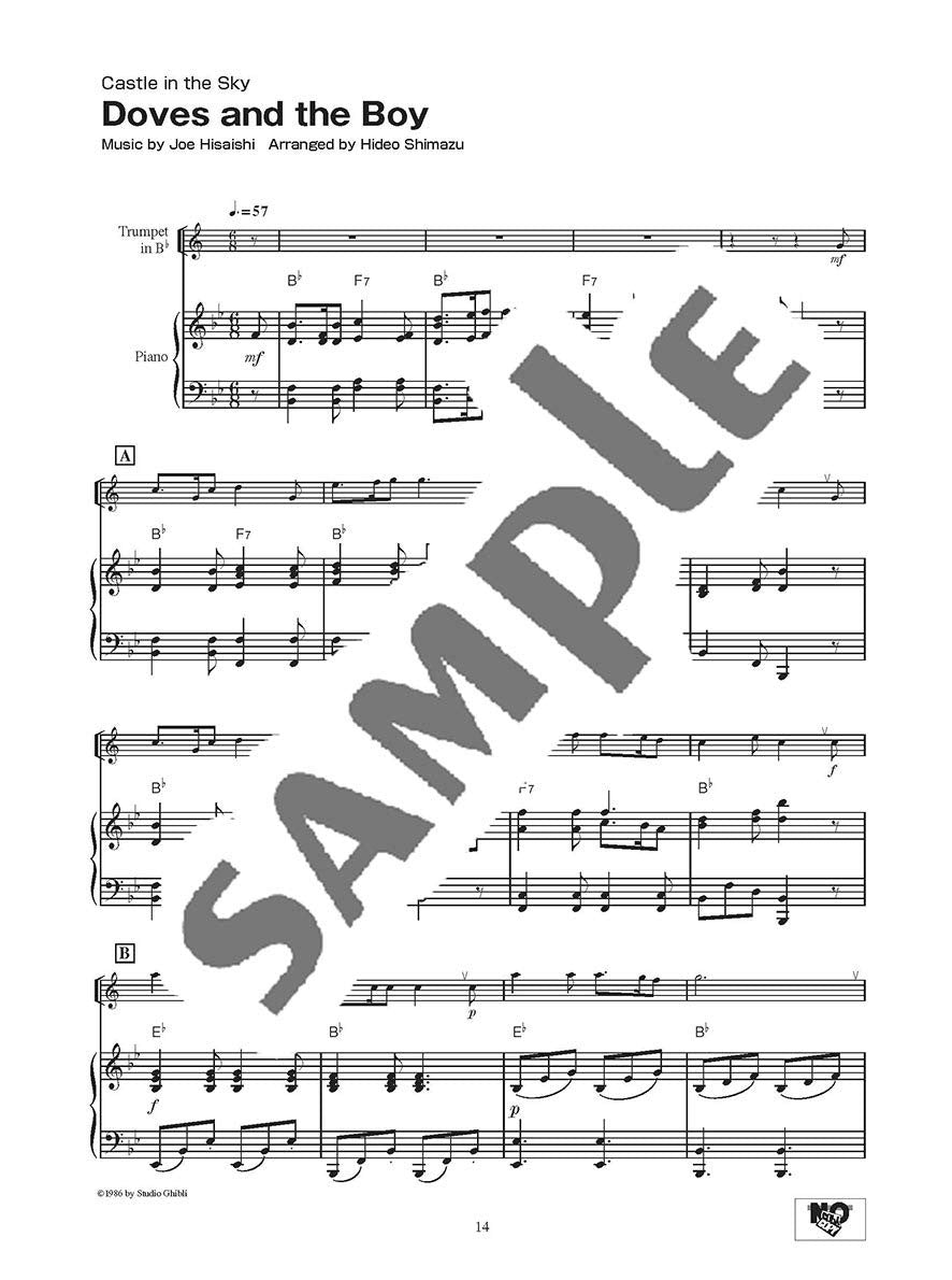 Studio Ghibli Songs für Trompete und Klavier (Mittelstufe) Notenbuch / englische Version