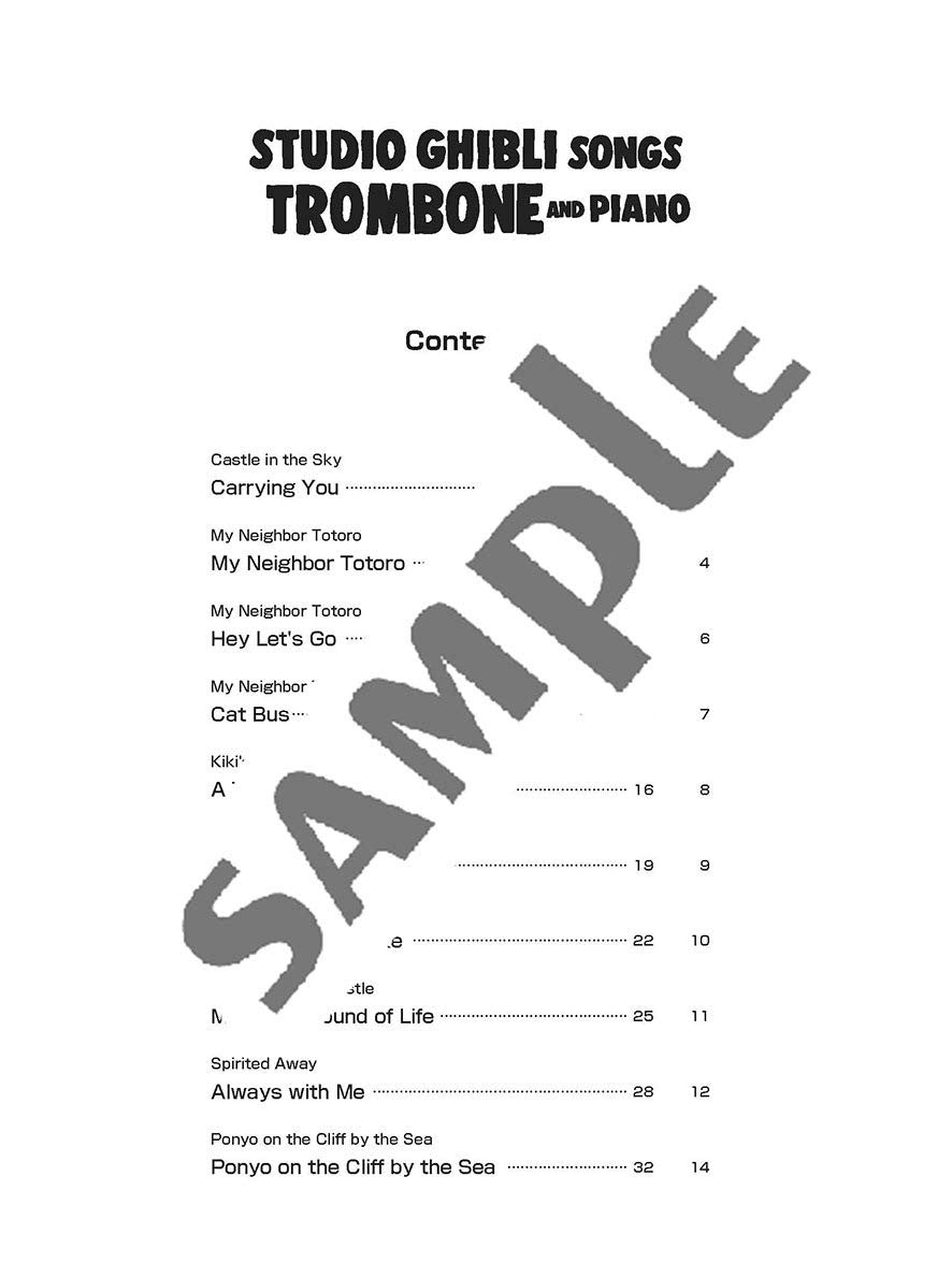 Studio Ghibli Songs für Posaune und Klavier (Mittelstufe) Notenbuch / englische Version