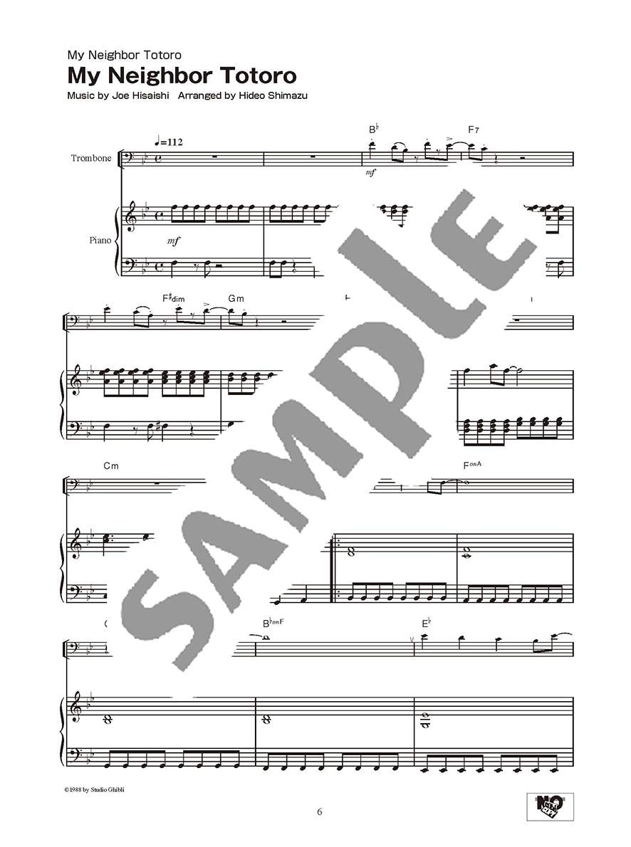 Studio Ghibli Songs für Posaune und Klavier (Mittelstufe) Notenbuch / englische Version