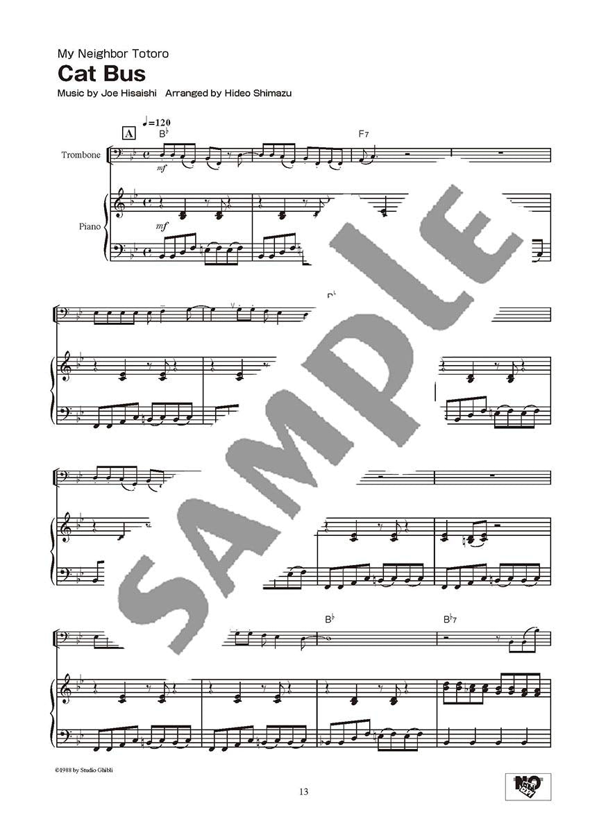 Studio Ghibli Songs für Posaune und Klavier (Mittelstufe) Notenbuch / englische Version
