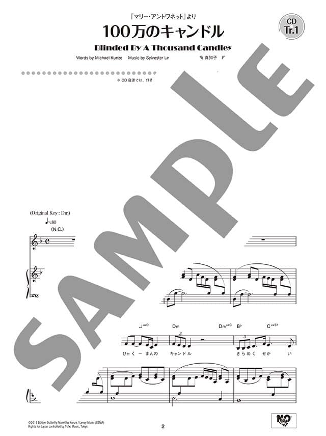 Musicals Klavier und Gesang ~Blinded By A Thousand Candles~ (Mittel) mit CD (Klavierbegleitung) Notenbuch