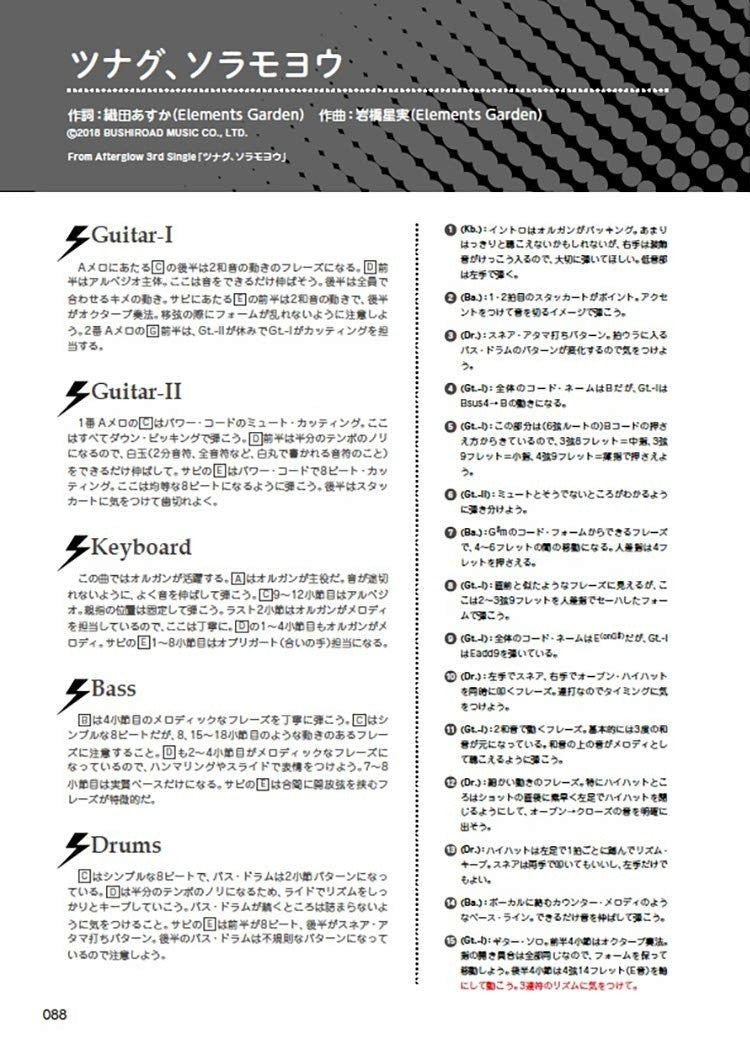 BanG Dream!(Anime) Official Band Score Afterglow - Sheet Music Book