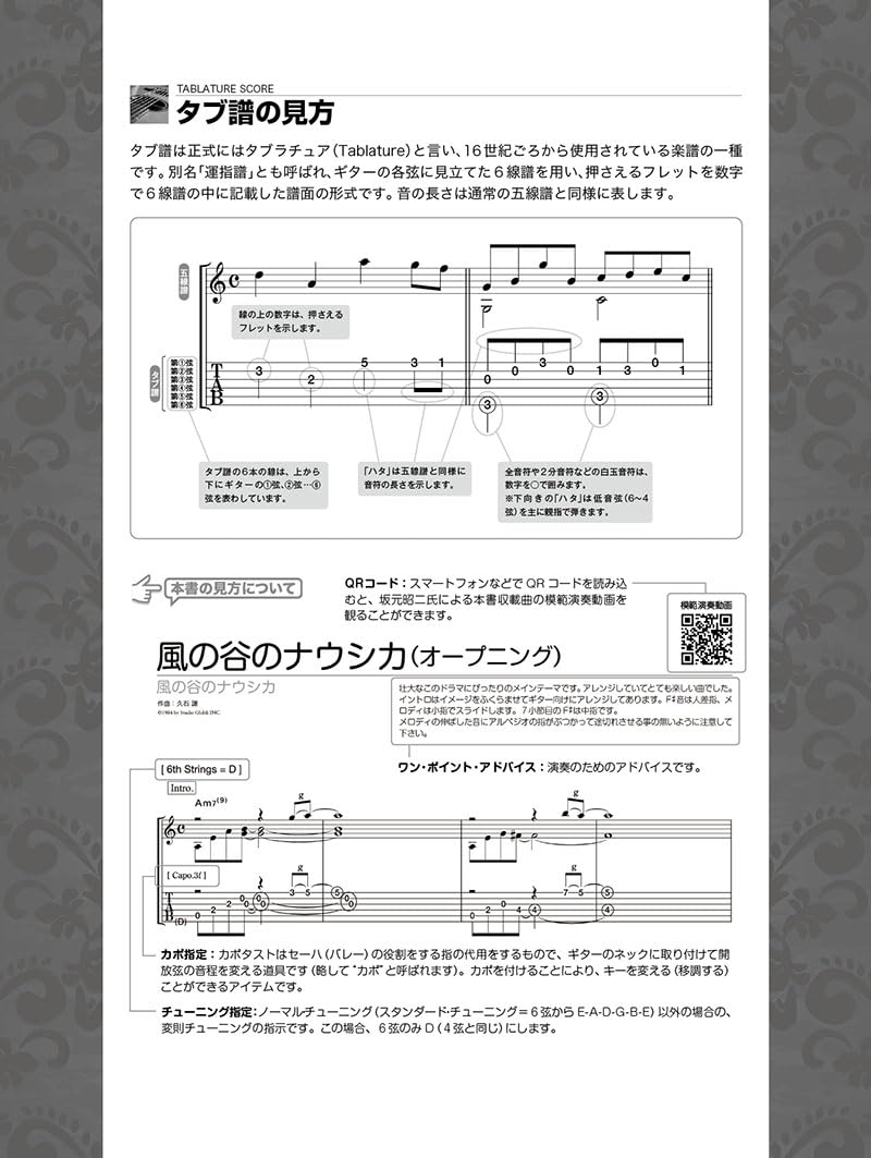 Studio Ghibli Masterpiece Collection: Acoustic Guitar Solo(Easy) TAB(Demo Performance Tracks on Youtube) Sheet Music Book