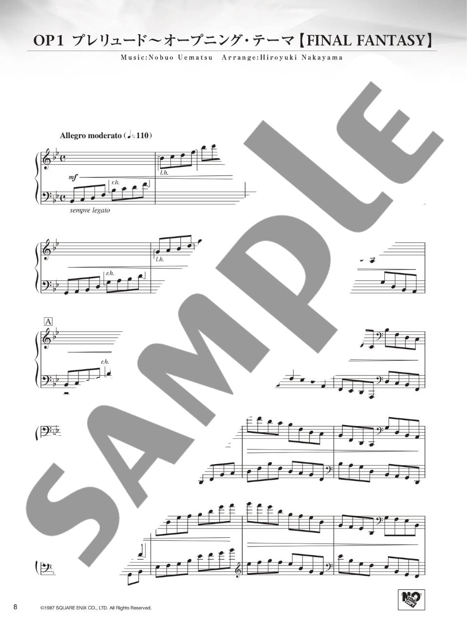 Final Fantasy I/II/III Piano Opera Piano Solo - Sheet Music Book