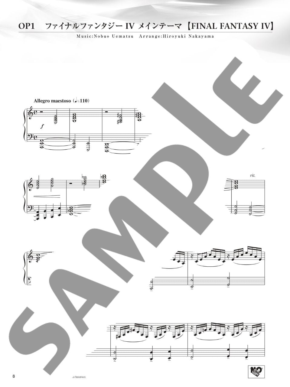 Final Fantasy IV/V/VI Piano Opera for Piano Solo - Sheet Music Book Soundtrack - sample page 1