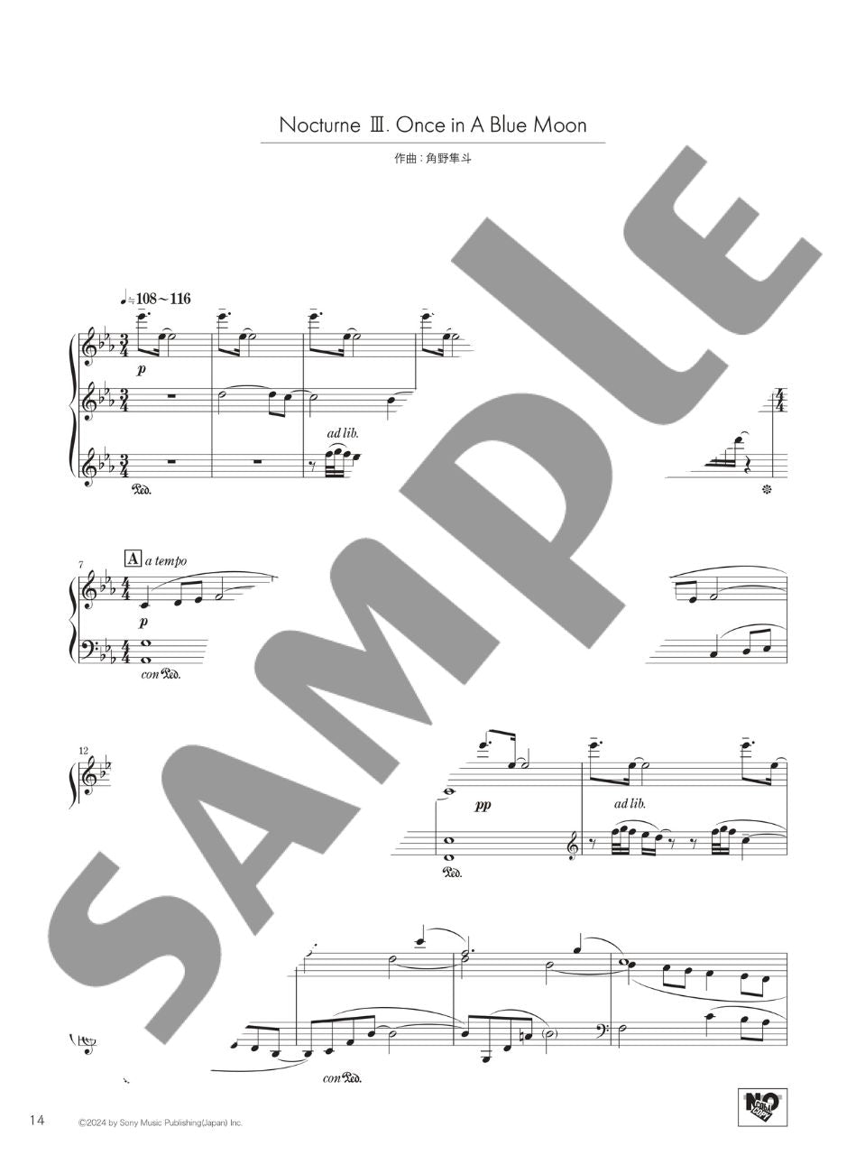 Hayato Sumino - Three Nocturnes / Human Universe: Piano Solo - sample page 3