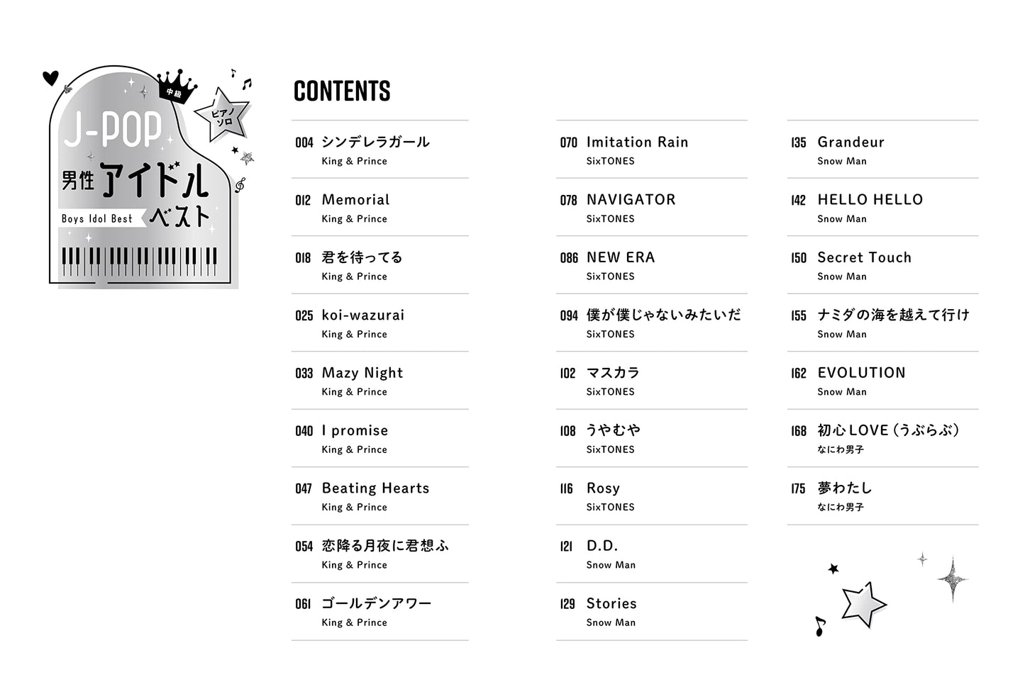 J-POP: Boys Idol Best for Piano Solo(Intermediate) Sheet Music Book