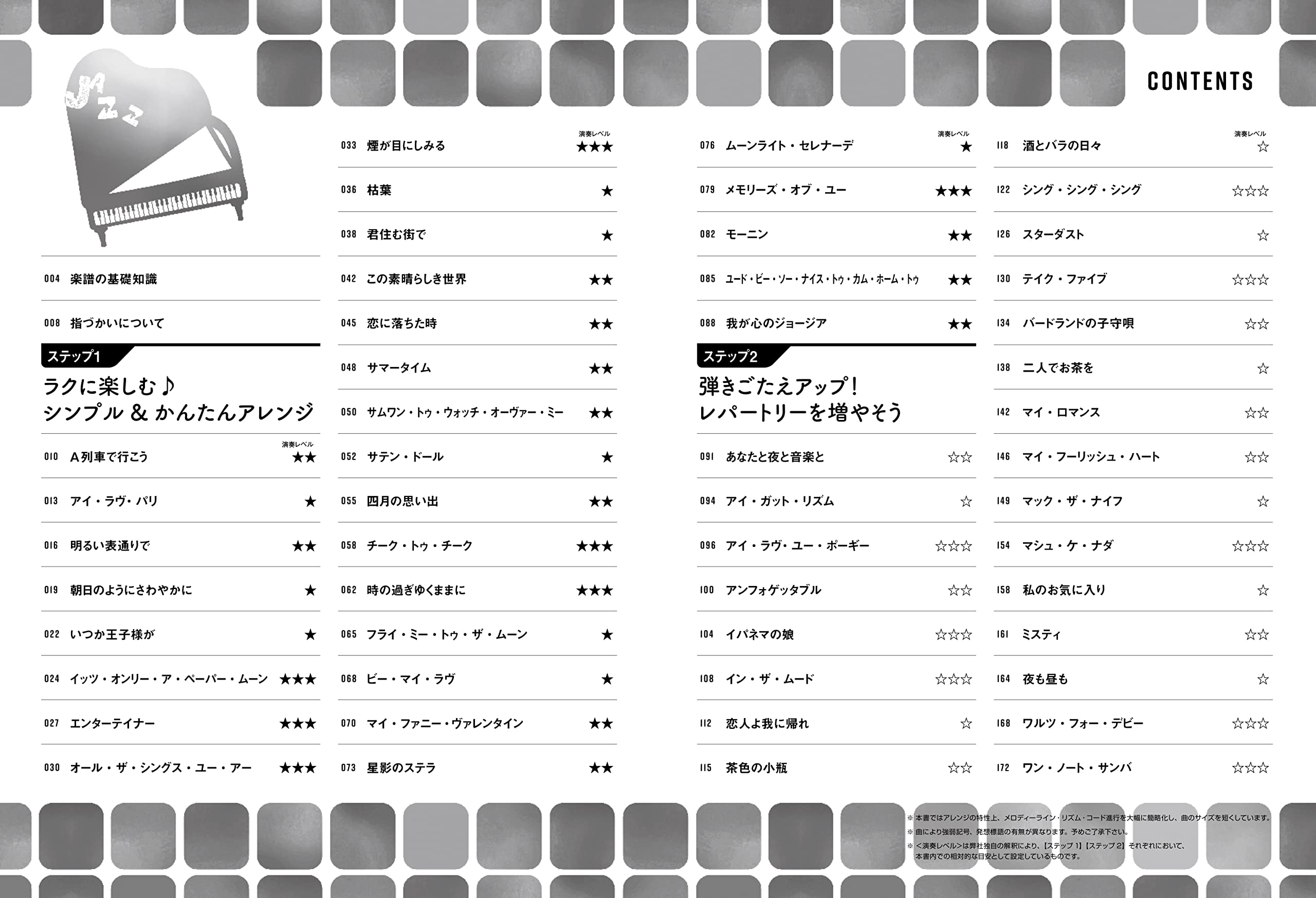 Jazz-Standardlieder für Erwachsene, Klaviersolo (einfach), Notenbuch