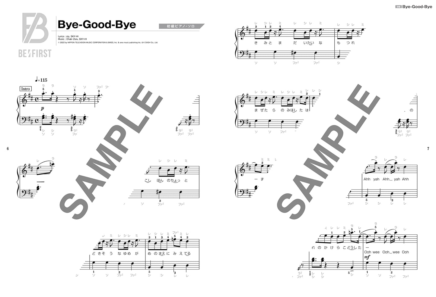 BE: FIRST "Bye-Good-Bye" Piano Solo(Pre-Intermediate) Sheet Music Book