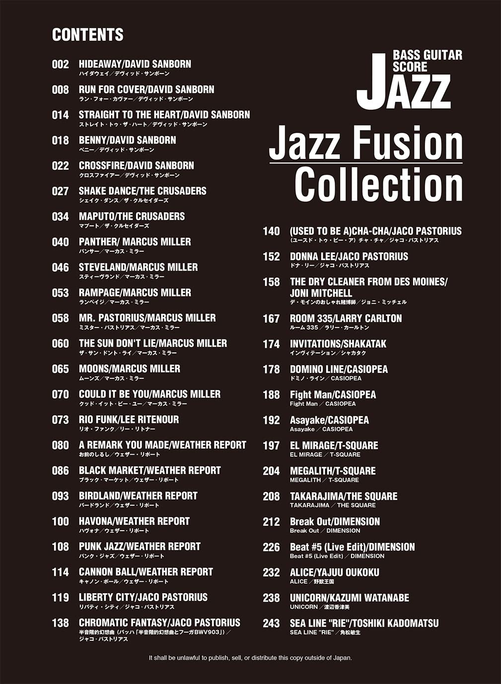 Jazz Fusion Collection : Bass Guitar Solo Sheet Music Book