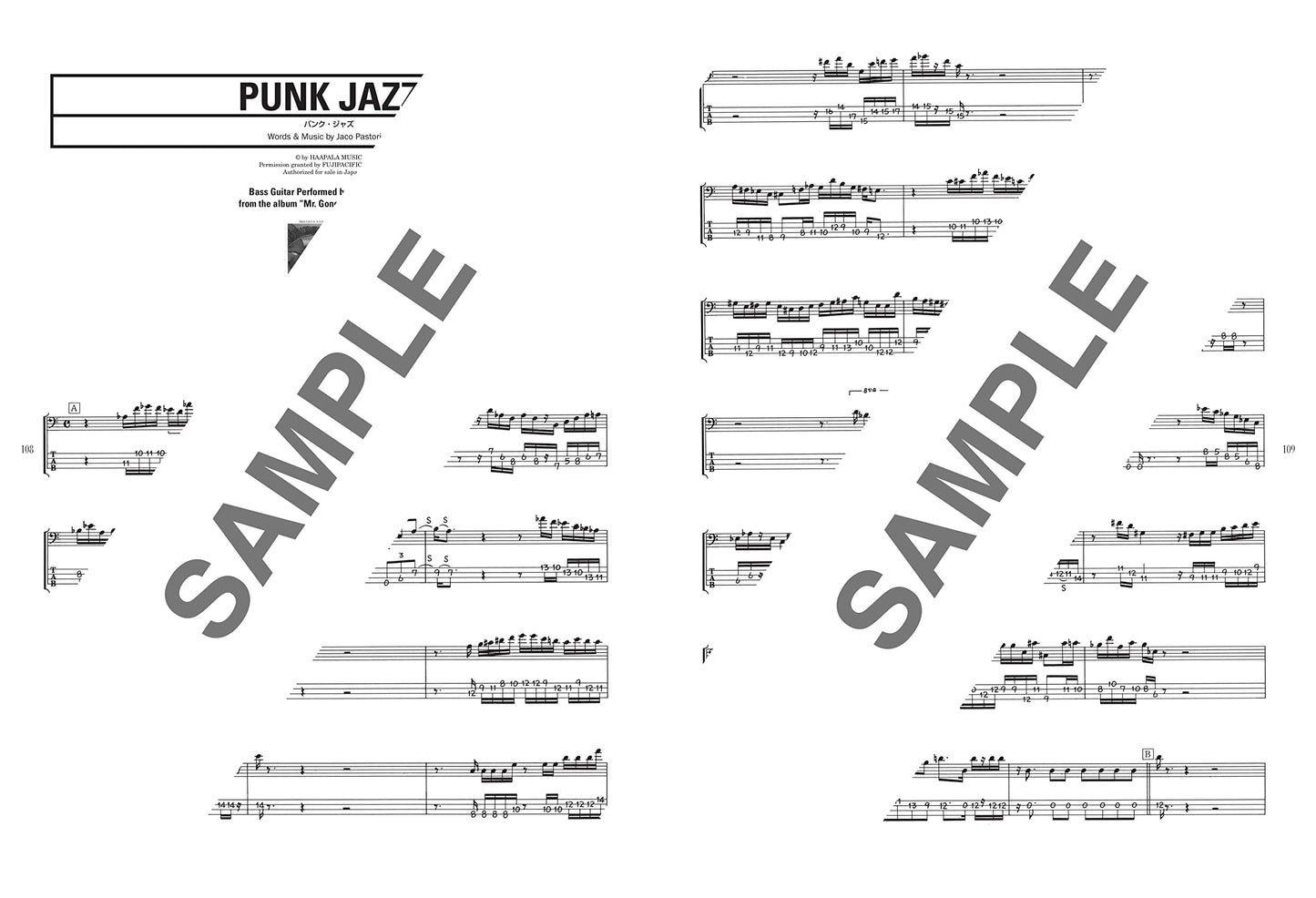 Jazz Fusion Collection : Bass Guitar Solo Sheet Music Book