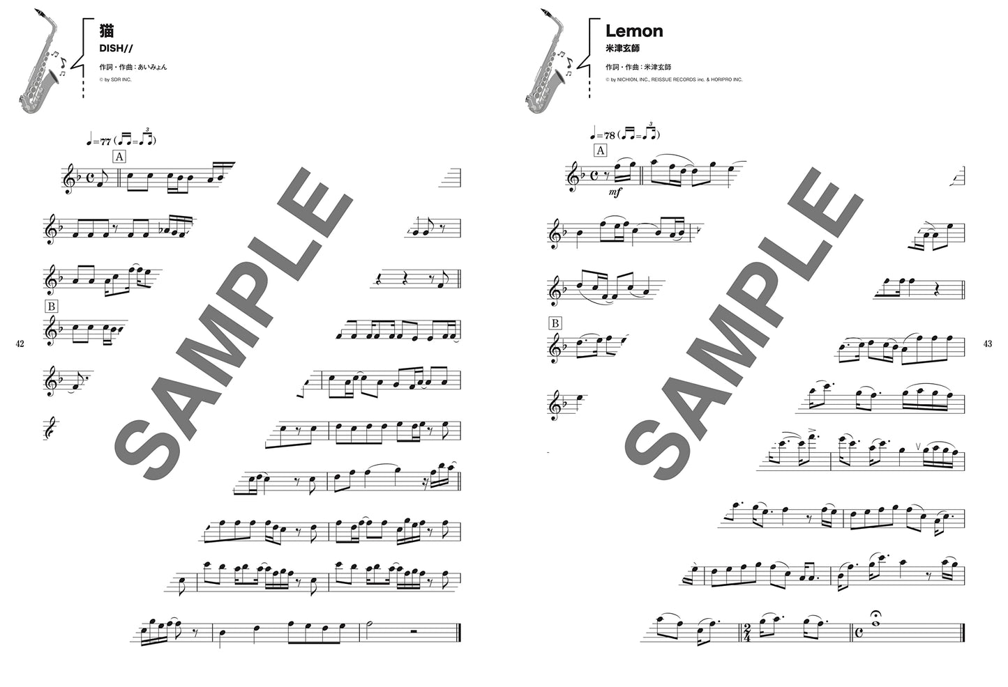 Standard Collection Alto Saxophone(Easy) Sheet Music Book