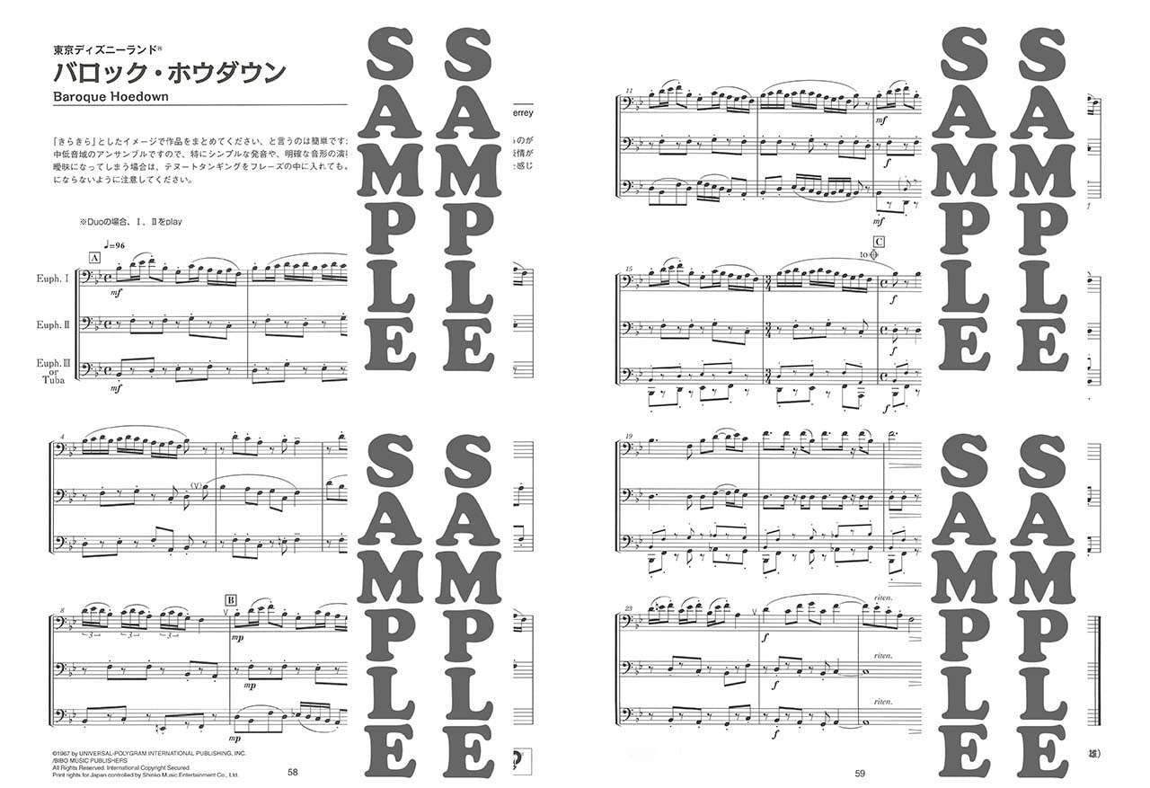 Ensemble de Disney: Euphonium or Tuba Ensemblede(Pre-Intermediate) Sheet Music Book